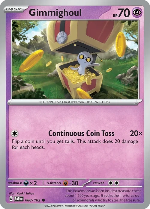 Gimmighoul 88 Pokemon card from Paradox Rift set