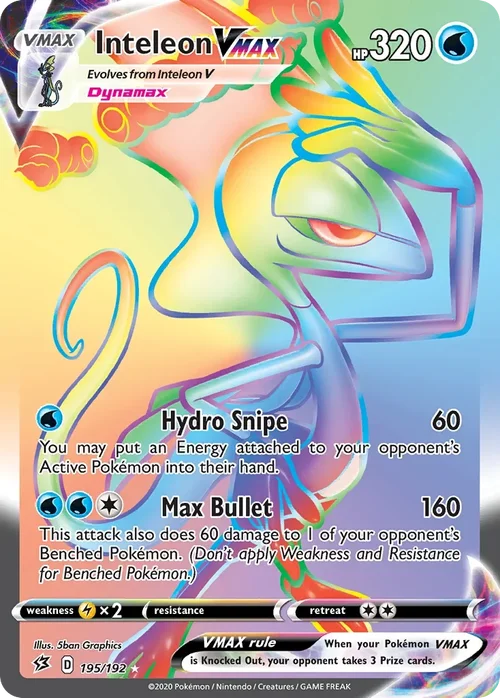 Inteleon VMAX 195 Pokemon card from Rebel Clash set