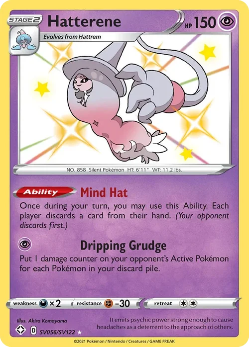 Hatterene SV056 Pokemon card from Shining Fates set