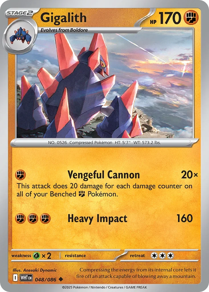Gigalith 48 Pokemon card from White Flare set