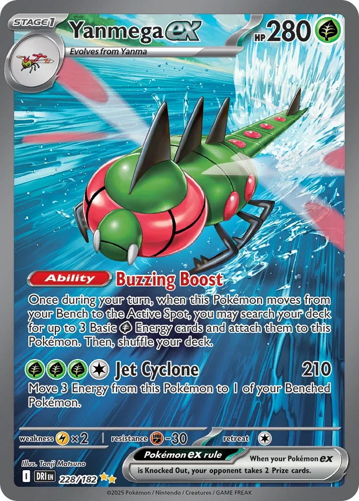 Yanmega ex 228 Pokemon card from Destined Rivals set