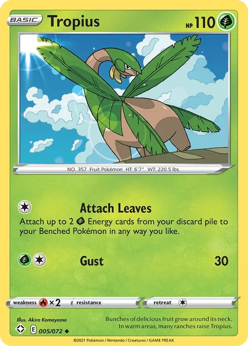 Tropius 5 Pokemon card from Shining Fates set