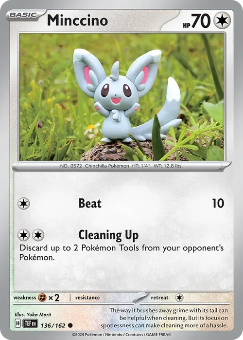 Minccino 136 Pokemon card from Temporal Forces set
