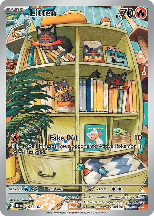 Litten 167 Pokemon card from Temporal Forces set