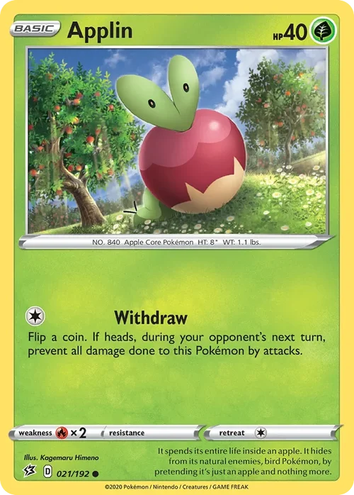 Applin 21 Pokemon card from Rebel Clash set