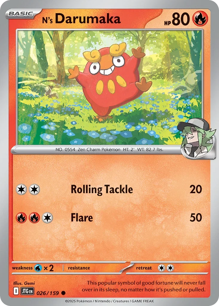N's Darumaka 26 Pokémon card from JTG set
