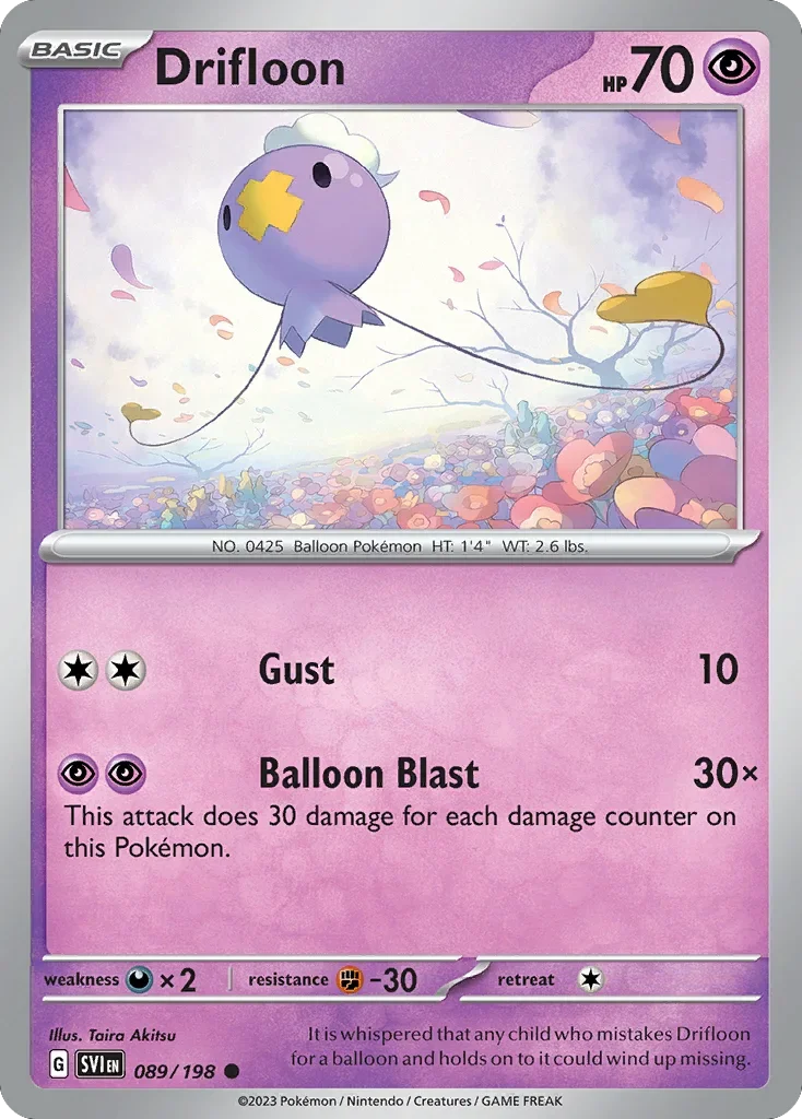 Drifloon 89 Pokemon card from Scarlet & Violet set