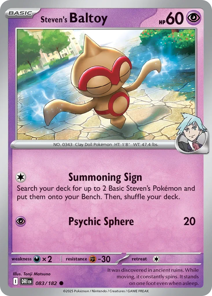 Steven's Baltoy 83 Pokemon card from Destined Rivals set