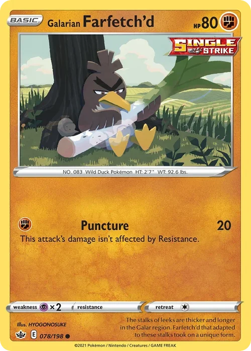 Galarian Farfetch'd 78 Pokemon card from Chilling Reign set