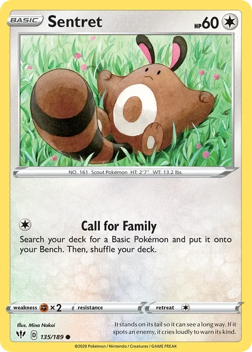 Sentret 135 Pokemon card from Darkness Ablaze set