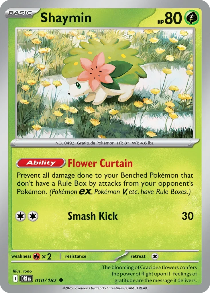 Shaymin 10 Pokemon card from Destined Rivals set