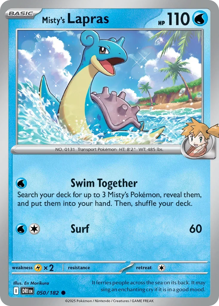 Misty's Lapras 50 Pokemon card from Destined Rivals set