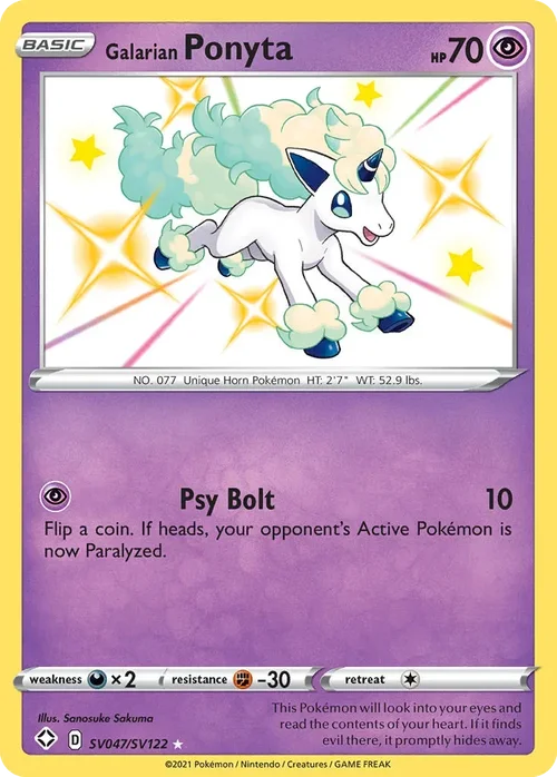 Galarian Ponyta SV047 Pokemon card from Shining Fates set