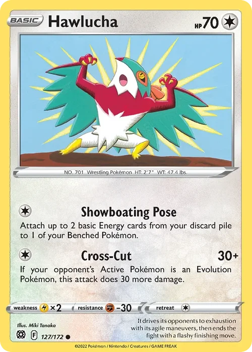 Hawlucha 127 Pokemon card from Brilliant Stars set