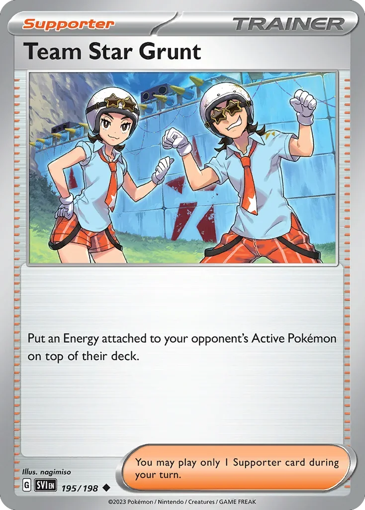 Team Star Grunt 195 Pokemon card from Scarlet & Violet set
