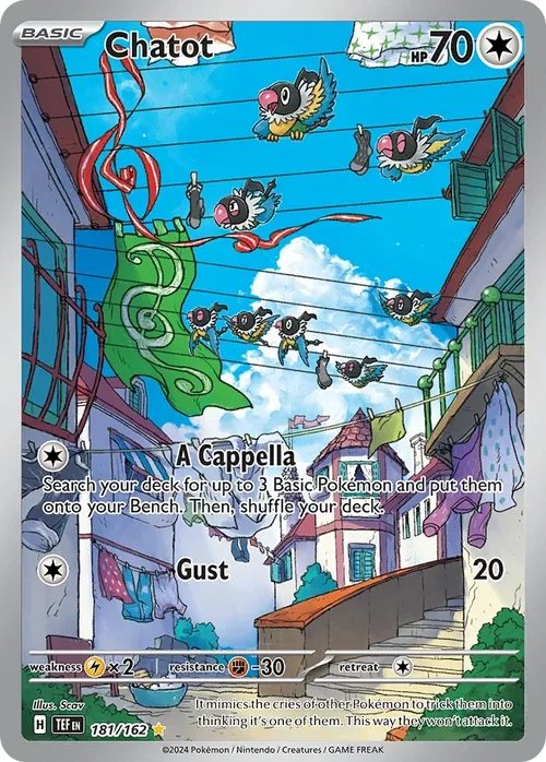 Chatot 181 Pokemon card from Temporal Forces set