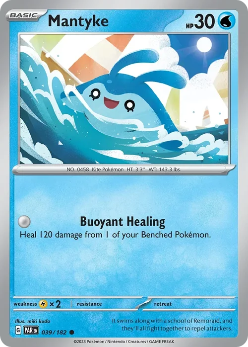 Mantyke 39 Pokemon card from Paradox Rift set