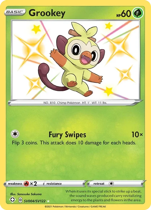 Grookey SV004 Pokemon card from Shining Fates set