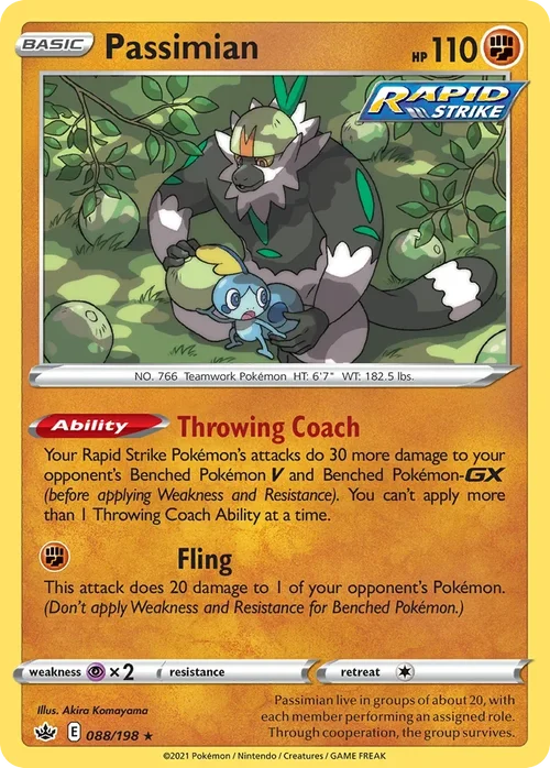Passimian 88 Pokemon card from Chilling Reign set