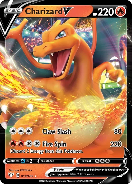Charizard V 19 Pokemon card from Darkness Ablaze set
