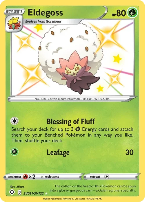 Eldegoss SV011 Pokemon card from Shining Fates set