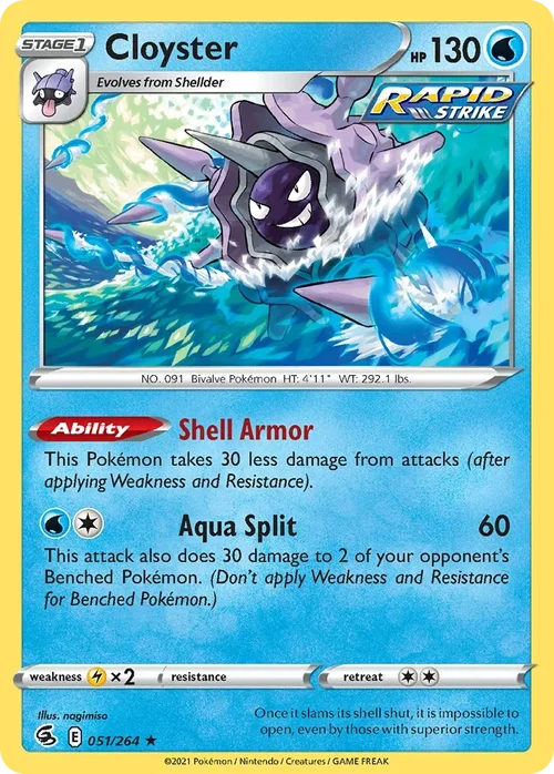 Cloyster 51 Pokemon card from Fusion Strike set