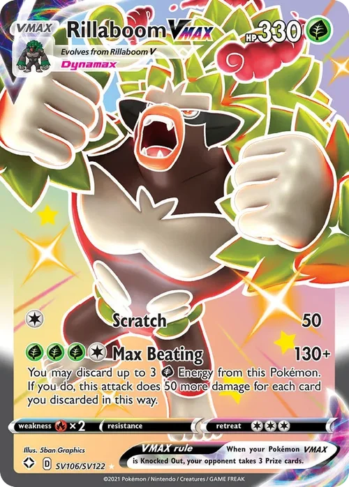 Rillaboom VMAX SV106 Pokemon card from Shining Fates set