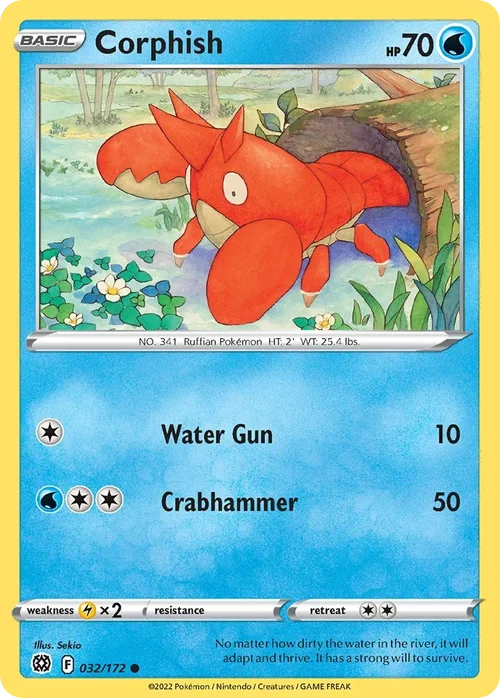 Corphish 032 Pokemon card from Brilliant Stars set