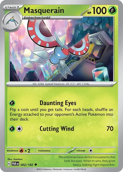 Masquerain 2 Pokemon card from Paradox Rift set