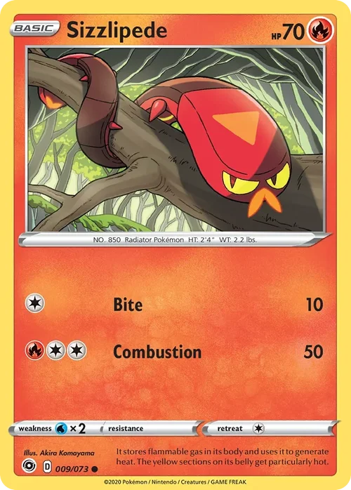 Sizzlipede 9 Pokemon card from Champion's Path set