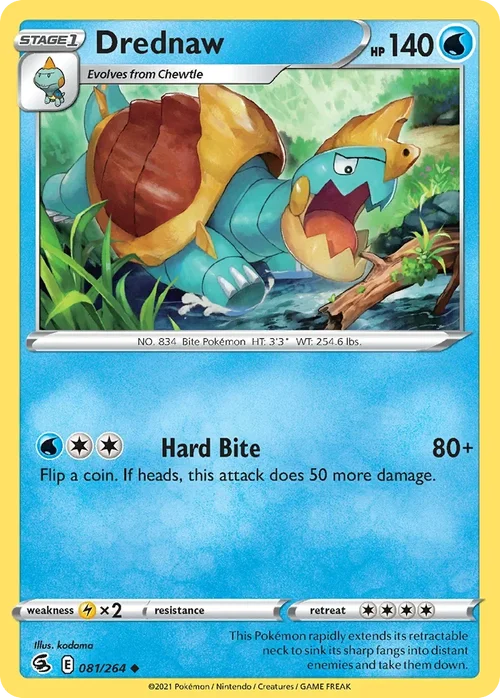 Drednaw 81 Pokemon card from Fusion Strike set
