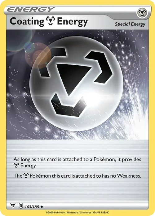 Coating Metal Energy 163 Pokemon card from Vivid Voltage set