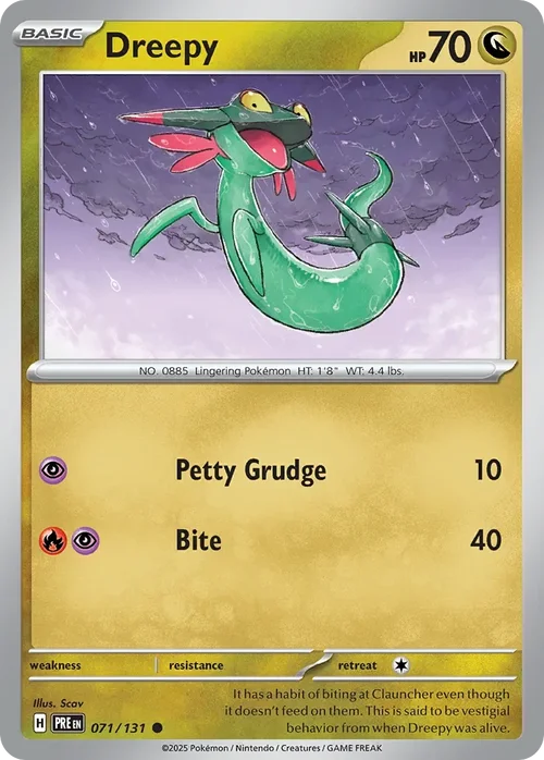 Dreepy 71 Pokemon card from Prismatic Evolutions set