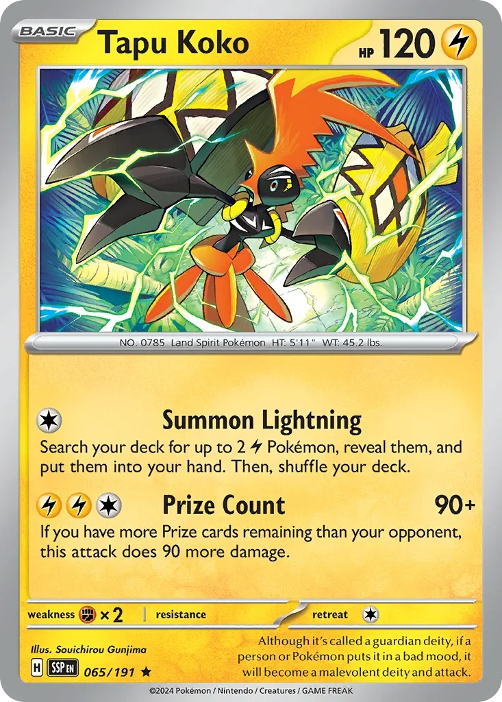 Tapu Koko 065/167 Pokemon card from Surging Sparks set