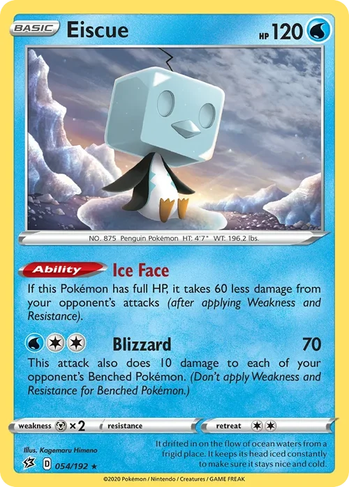 Eiscue 54 Pokemon card from Rebel Clash set