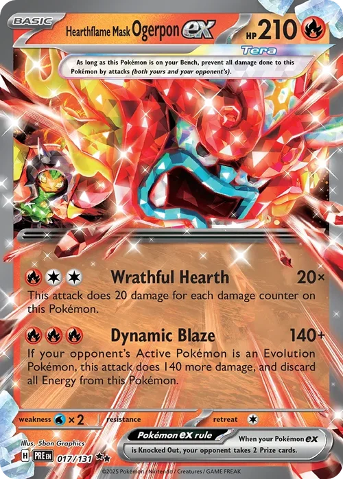 Hearthflame Mask Ogerpon ex 17 Pokemon card from Prismatic Evolutions set