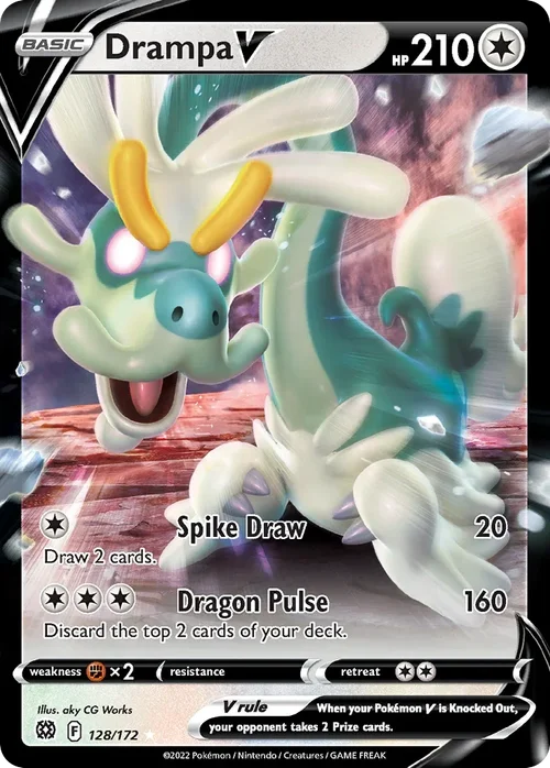 Drampa V 128 Pokemon card from Brilliant Stars set