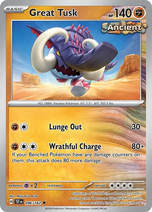 Great Tusk 96 Pokemon card from Temporal Forces set