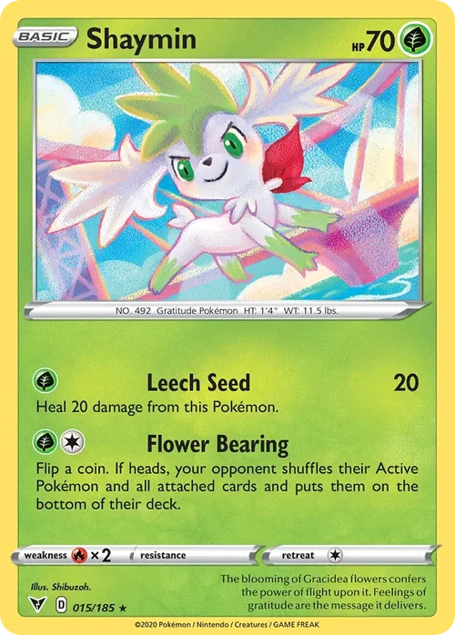 Shaymin 15 Pokemon card from Vivid Voltage set