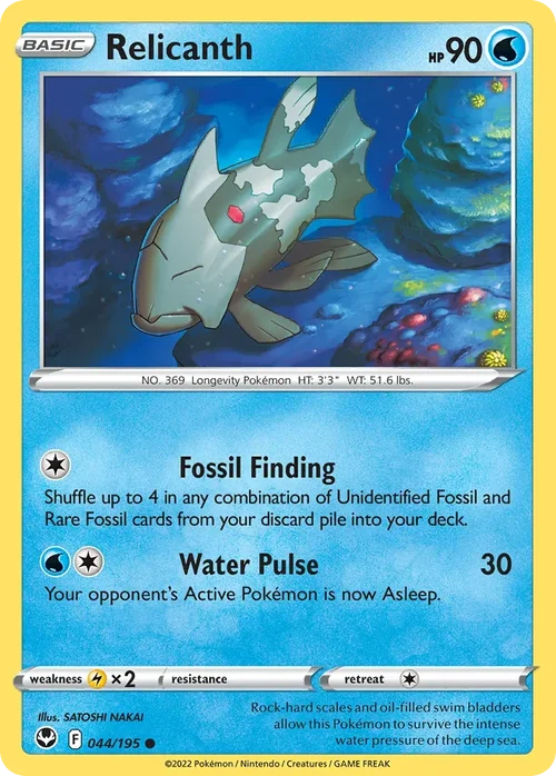 Relicanth 44 Pokemon card from Silver Tempest set