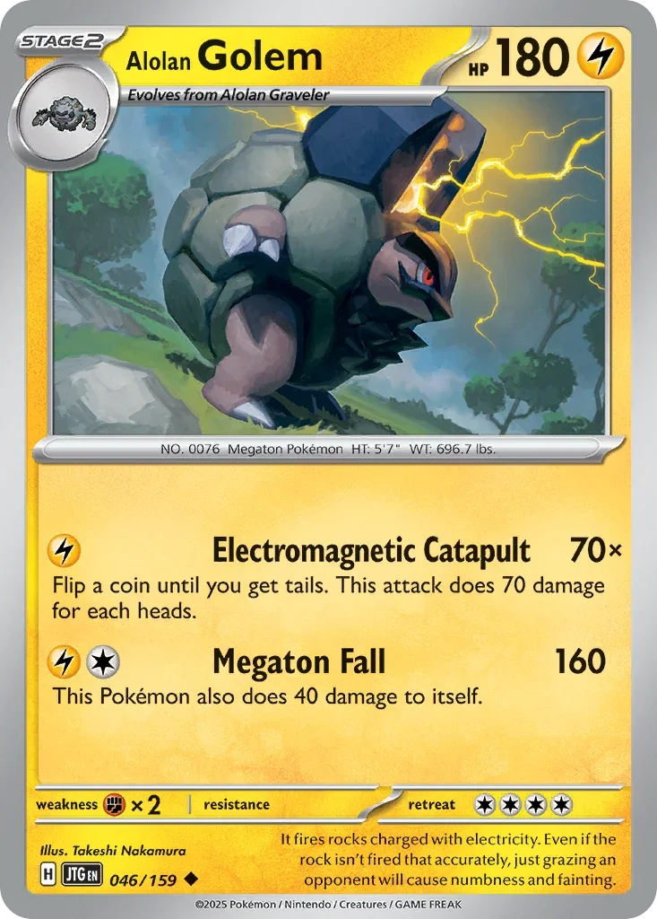 Alolan Golem 46 Pokémon card from JTG set