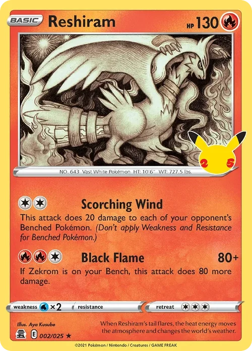 Reshiram 2 Pokemon card from Celebrations set