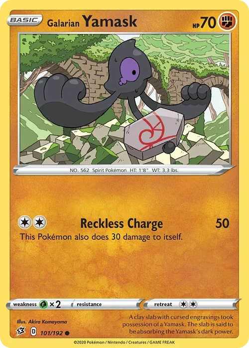 Galarian Yamask 101 Pokemon card from Rebel Clash set