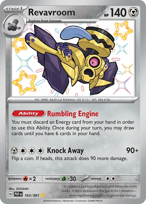 Revavroom 193 Pokemon card from Paldean Fates set