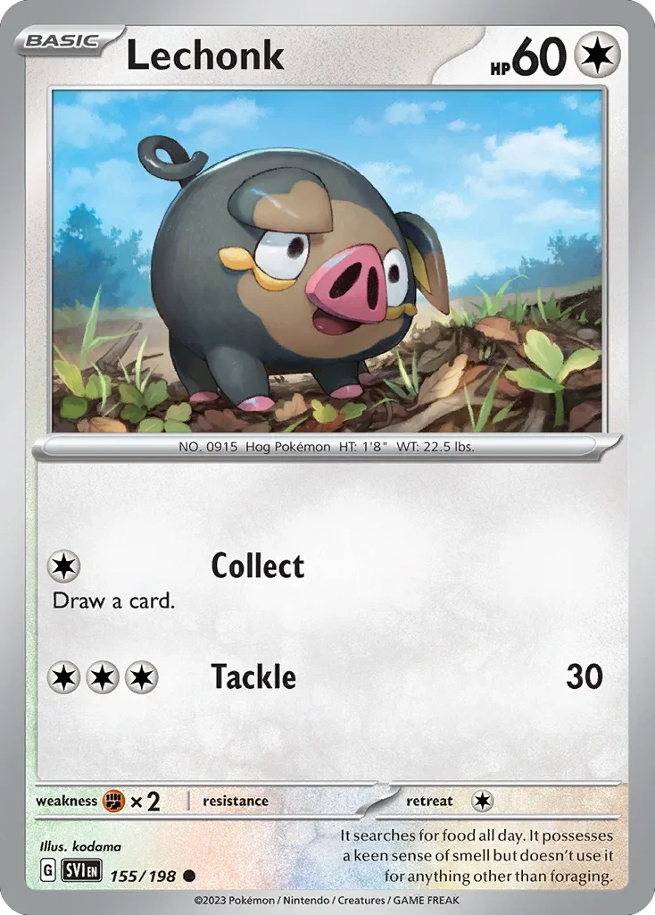 Lechonk 155 Pokemon card from Scarlet & Violet set