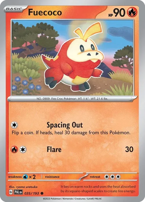 Fuecoco 35 Pokemon card from Paldea Evolved set
