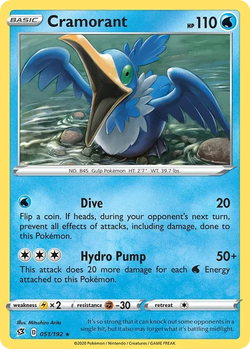 Cramorant 51 Pokemon card from Rebel Clash set