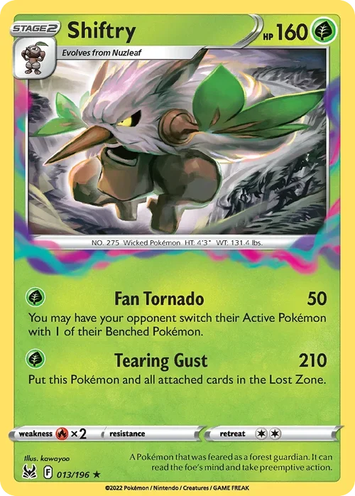 Shiftry 13 Pokemon card from Lost Origin set