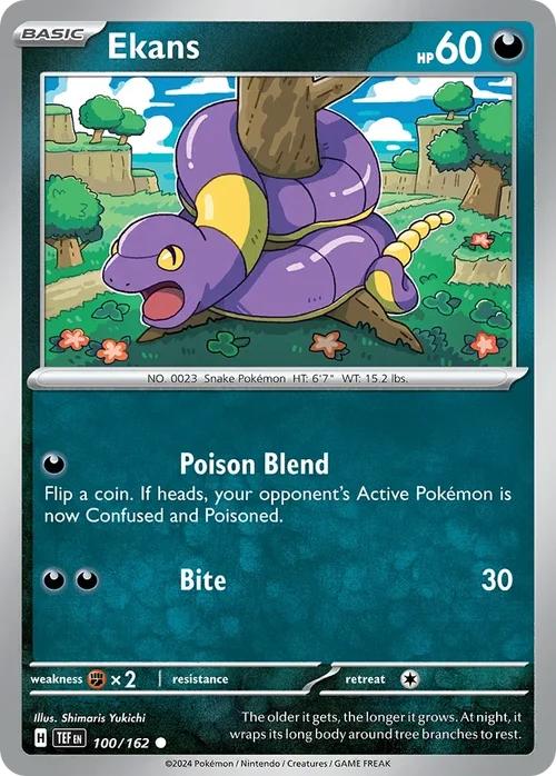 Ekans 100 Pokemon card from Temporal Forces set