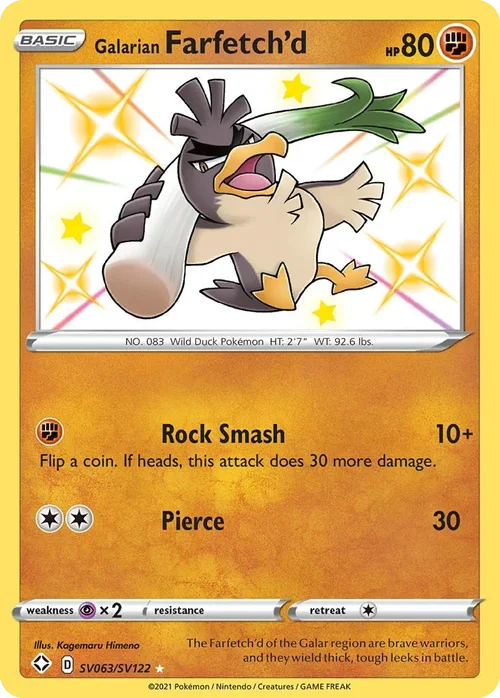 Galarian Farfetch'd SV063 Pokemon card from Shining Fates set